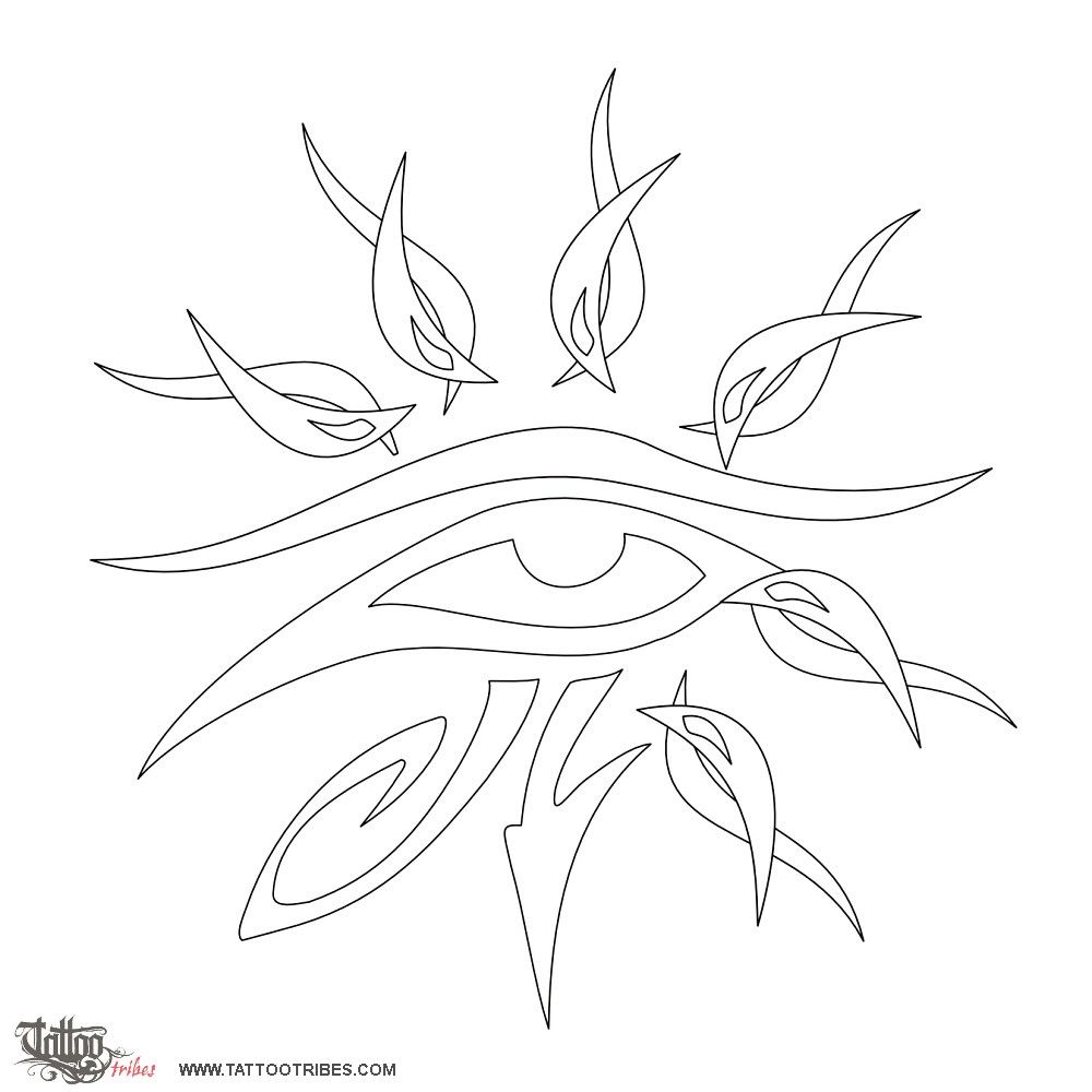 Stencil outline of Sun Ra, Knowledge, eternal life downloadable hi-res tattoo stencil