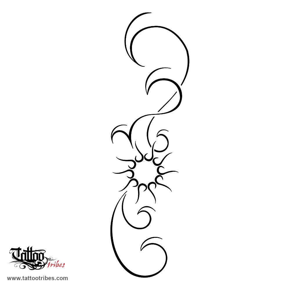 Tattoo image of Sun and waves, Joy of living downloadable hi-res tattoo flash design