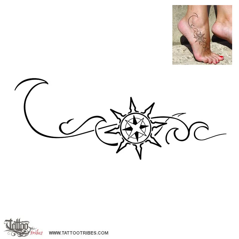 Tattoo image of Sun windrose, Direction downloadable hi-res tattoo flash design