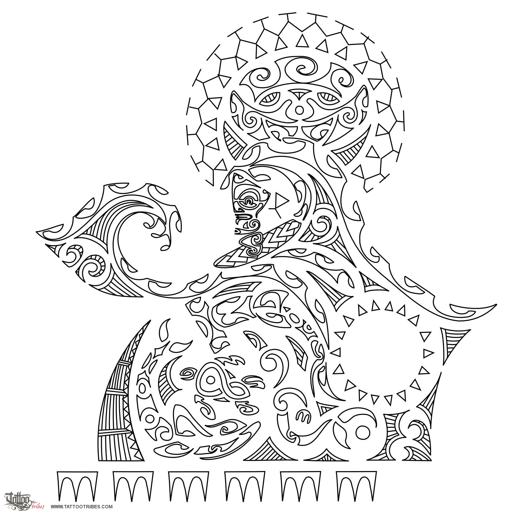 Stencil outline of Surf way, Surf, family downloadable hi-res tattoo stencil