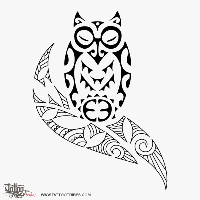 Tattoo image of Tiki owl, Protection, victory downloadable hi-res tattoo flash design