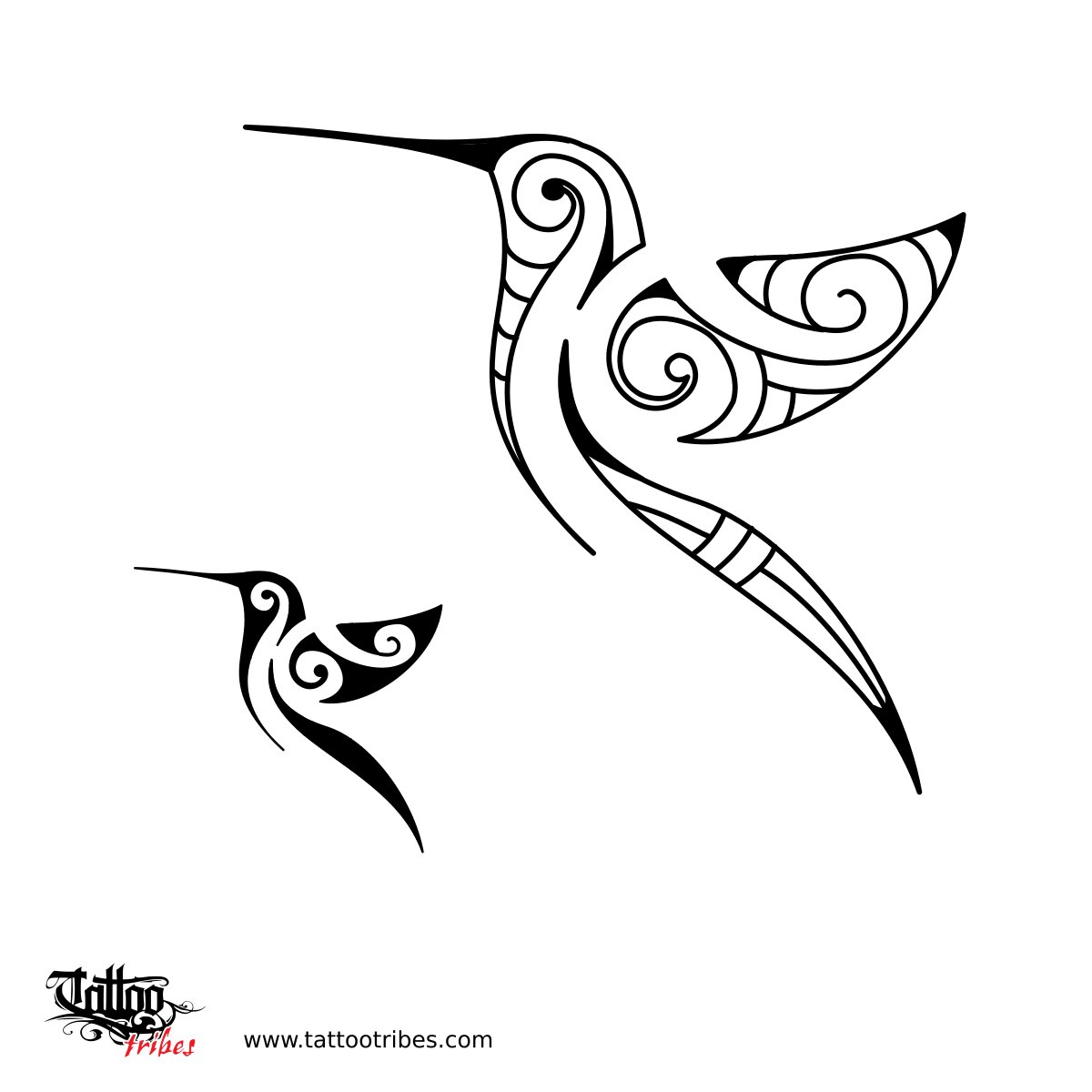 Small Maori kirituhi humming bird tattoo flash downloadable hi-res tattoo flash design