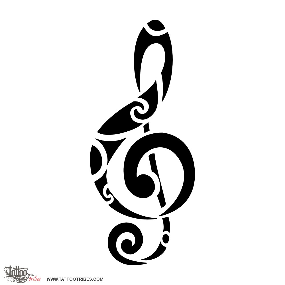 Tattoo image of Treble clef, Music downloadable hi-res tattoo flash design