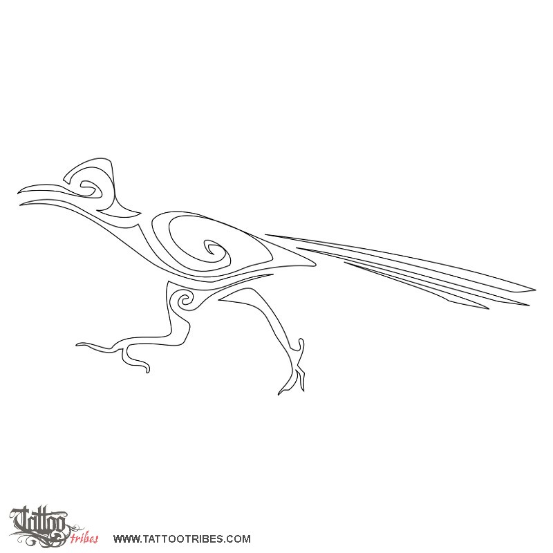 Stencil outline of Roadrunner, Speed, runner downloadable hi-res tattoo stencil