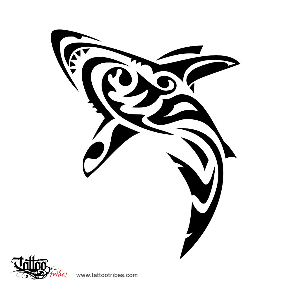 Tattoo image of Shark, Endurance downloadable hi-res tattoo flash design