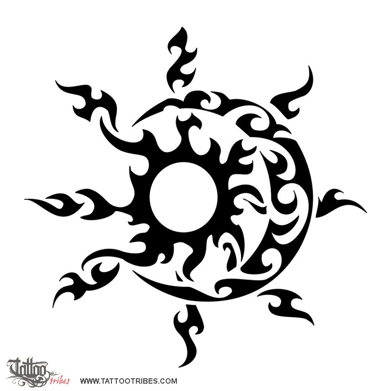 Tattoo image of Sun-moon, Water and fire downloadable hi-res tattoo flash design