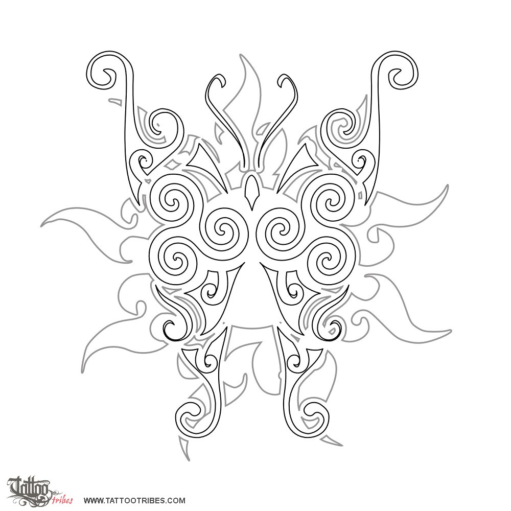 Stencil outline of Eternal butterfly, Freedom, renewal downloadable hi-res tattoo stencil