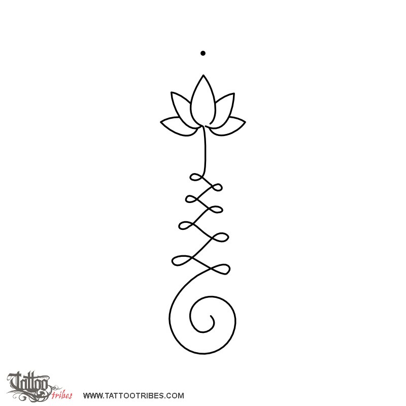 Tattoo image of Unalome & lotus, Enlightenment downloadable hi-res tattoo flash design