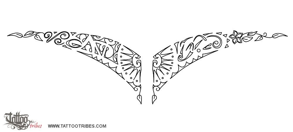 Stencil outline of Vegan, Lower back downloadable hi-res tattoo stencil