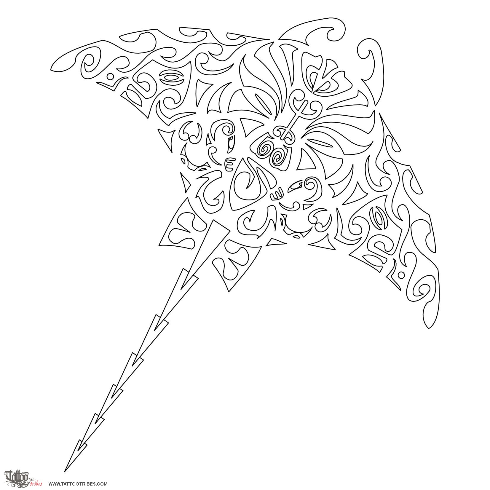 Stencil outline of Maia, Brave, capable downloadable hi-res tattoo stencil