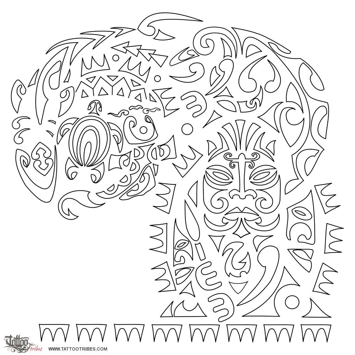 Stencil outline of Warrior, Safety, family downloadable hi-res tattoo stencil