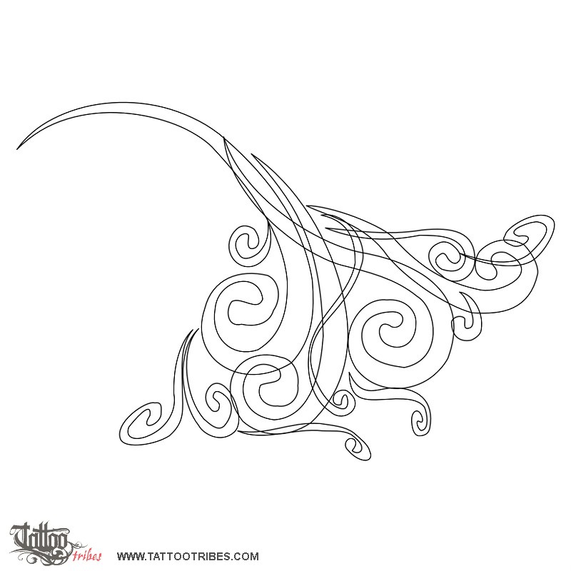 Stencil outline of Wind manta, Freedom downloadable hi-res tattoo stencil