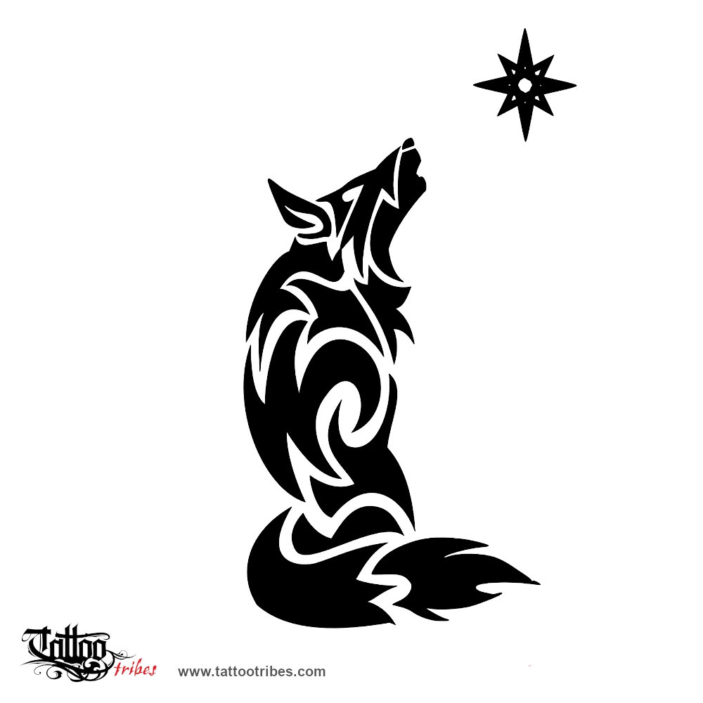 Tattoo image of Howling wolf, Fidelity downloadable hi-res tattoo flash design