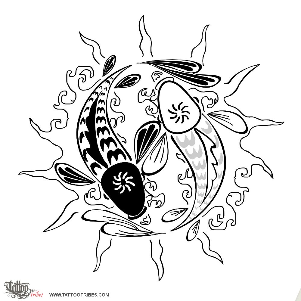 Tattoo image of Yin Yang Pisces, Balance, harmony downloadable hi-res tattoo flash design