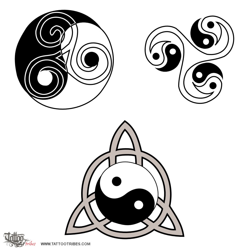 Tattoo image of Yin Yang triskell, Balance, harmony downloadable hi-res tattoo flash design