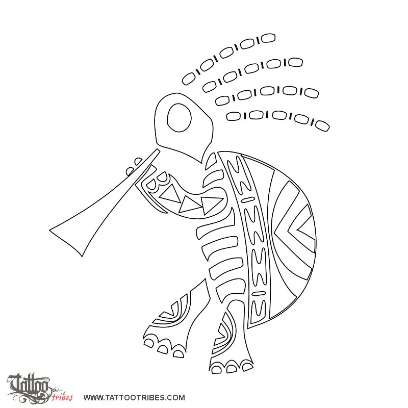 Stencil outline of Kokopelli turtle, Fertility, life