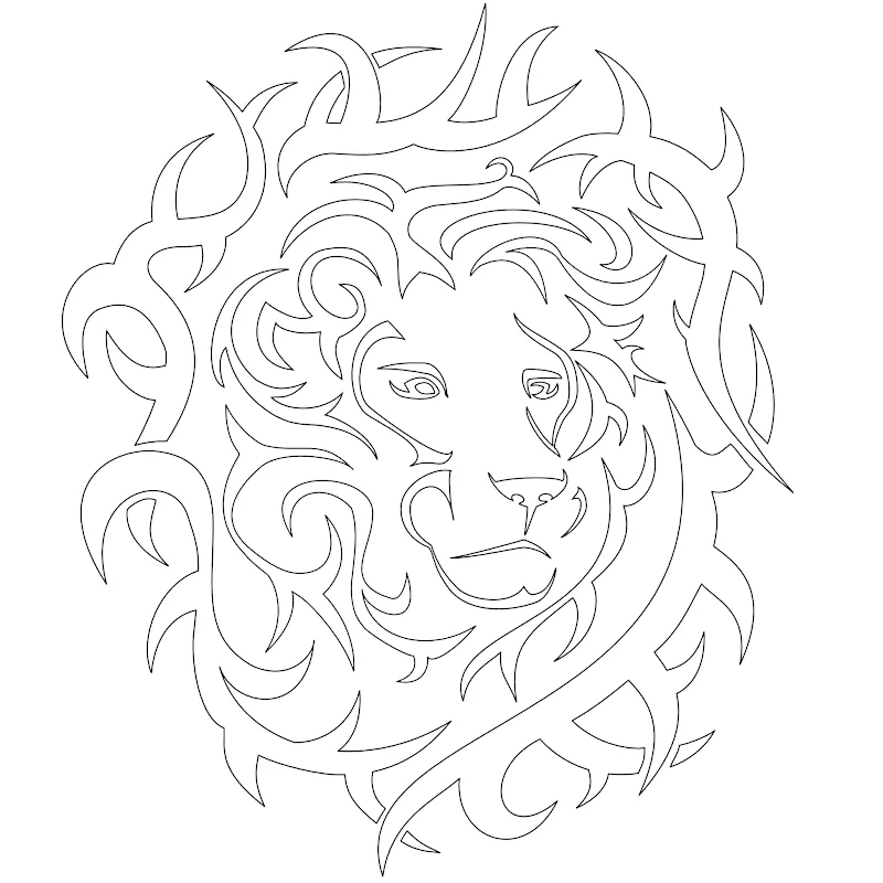 Stencil outline of Lion with tribal, Strength, nobility