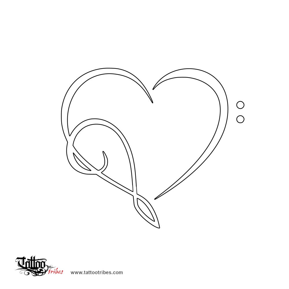 Tattoo stencil of Musical heart, Love for music