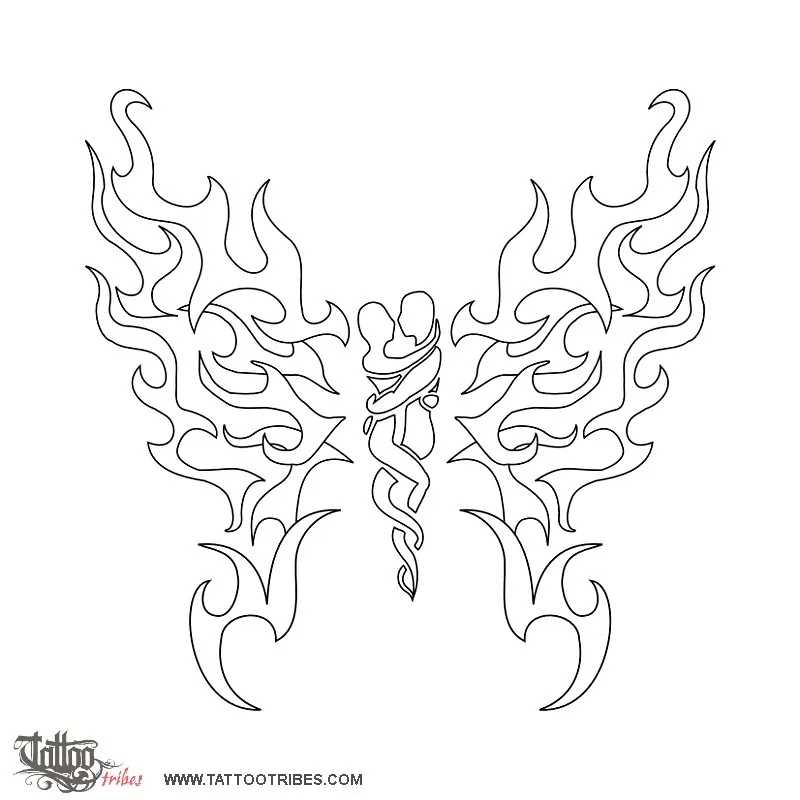 Stencil outline of Lovers butterfly, Passion, union