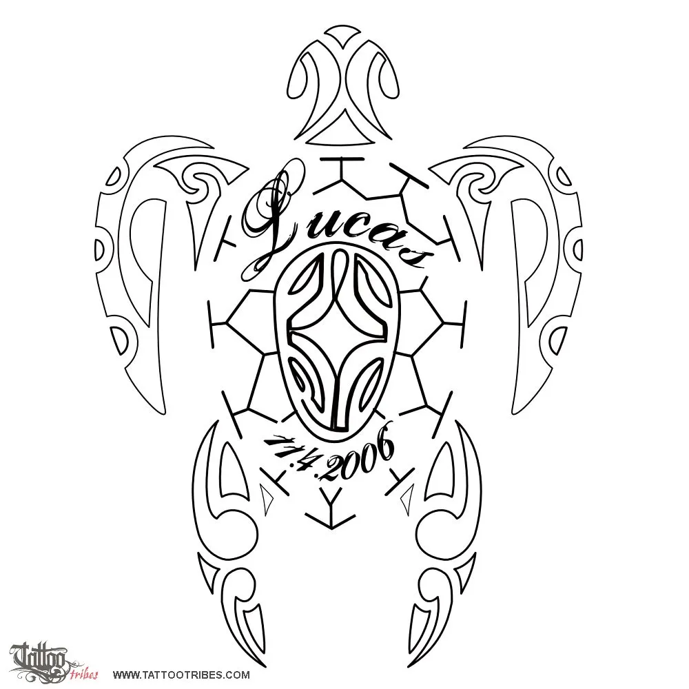 Stencil outline of Sea turtle, Family, protection