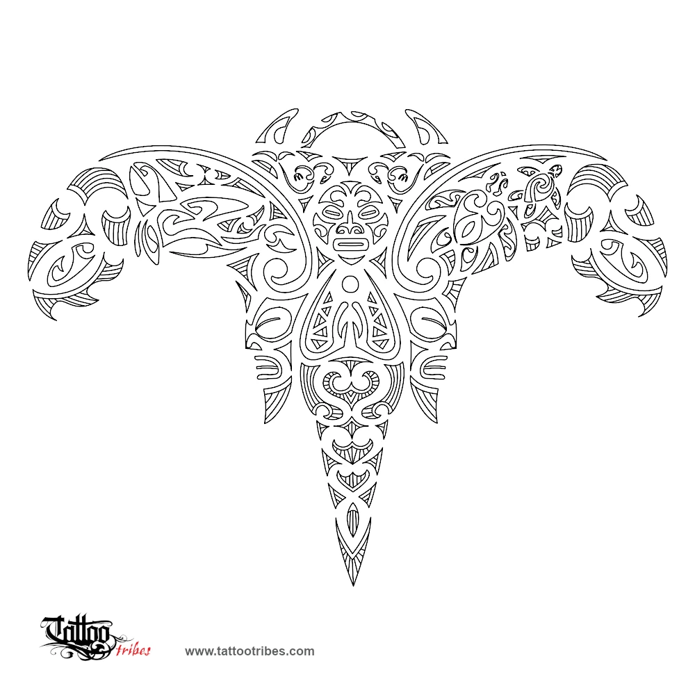 Stencil outline of Manta angel, Protection, freedom