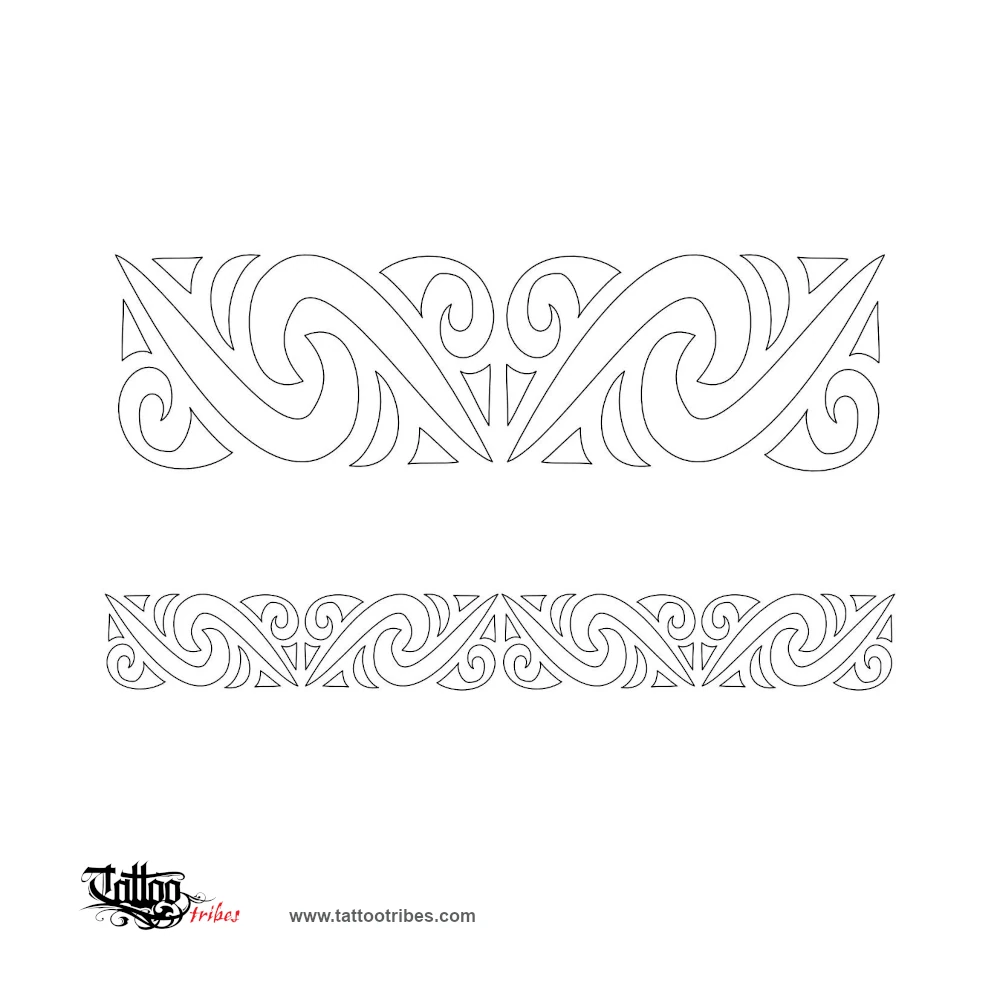 Stencil outline of Maori Armband 3, Wealth, protection