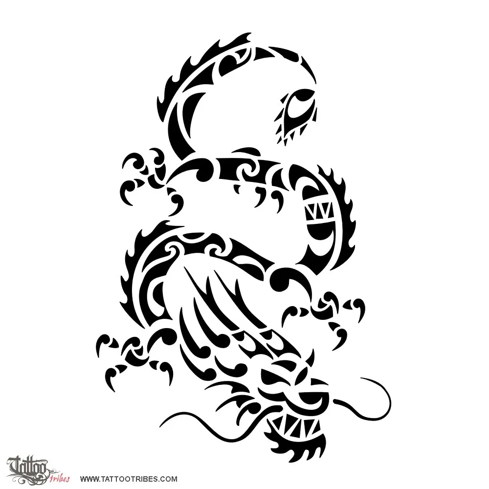 Tattoo image of Polynesian Dragon, Power, protection