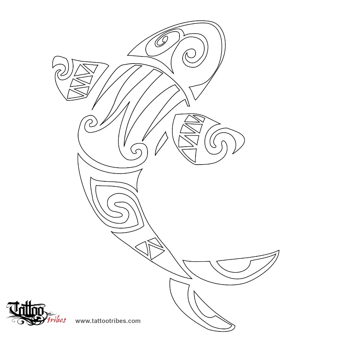 Stencil outline of Maori Koi, Perseverance