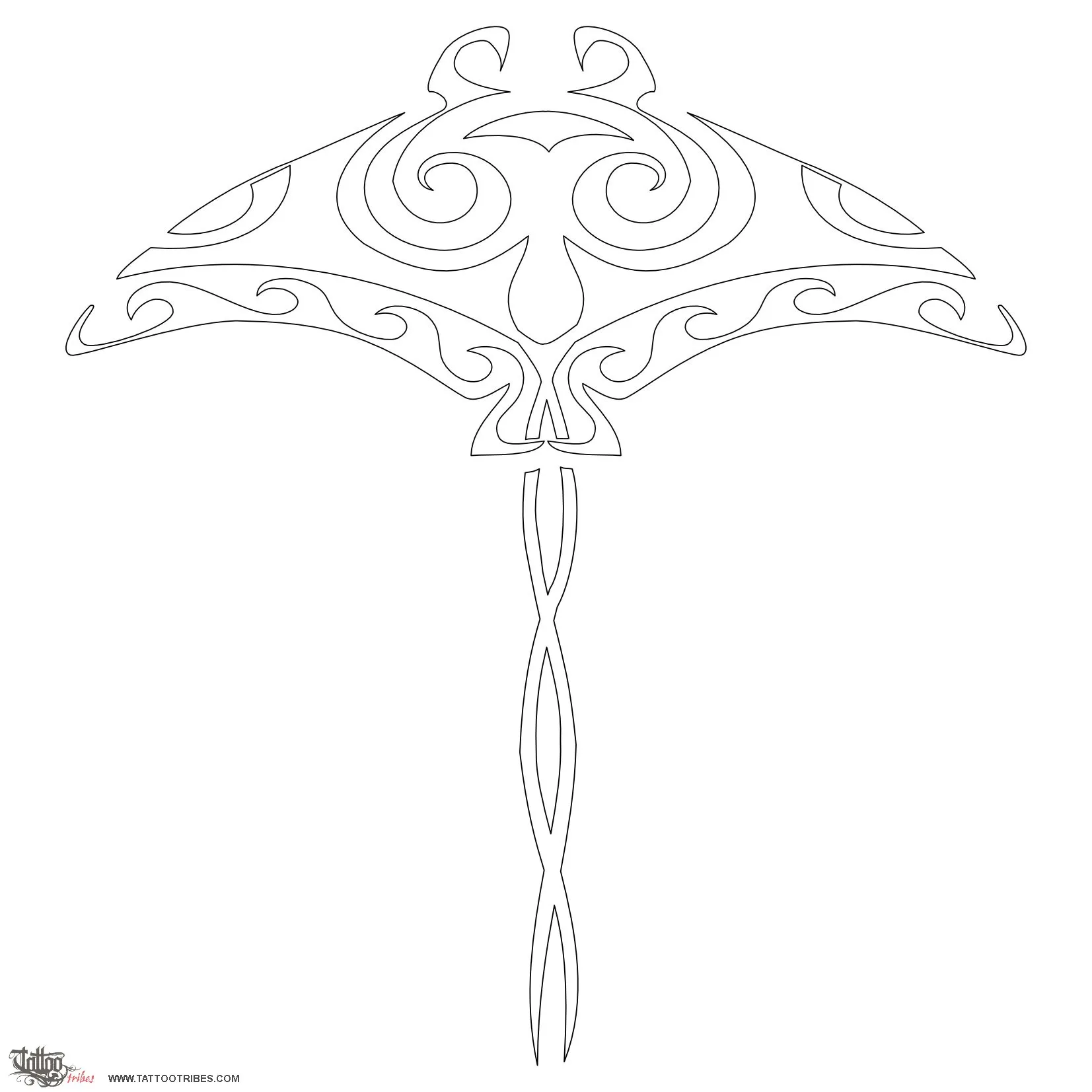 Stencil outline of Manta, Beauty, protection