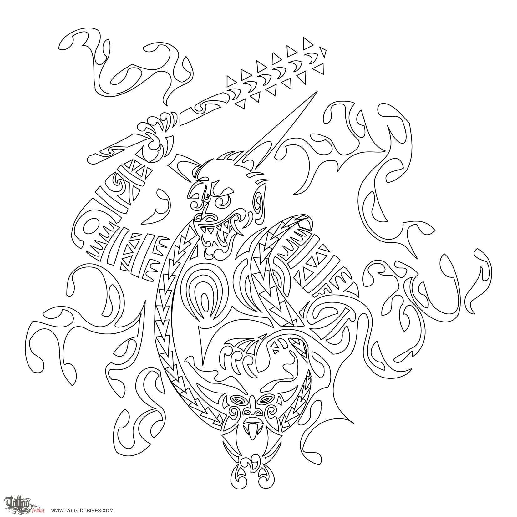 Stencil outline of Oni-ni-kanabo, Invincible