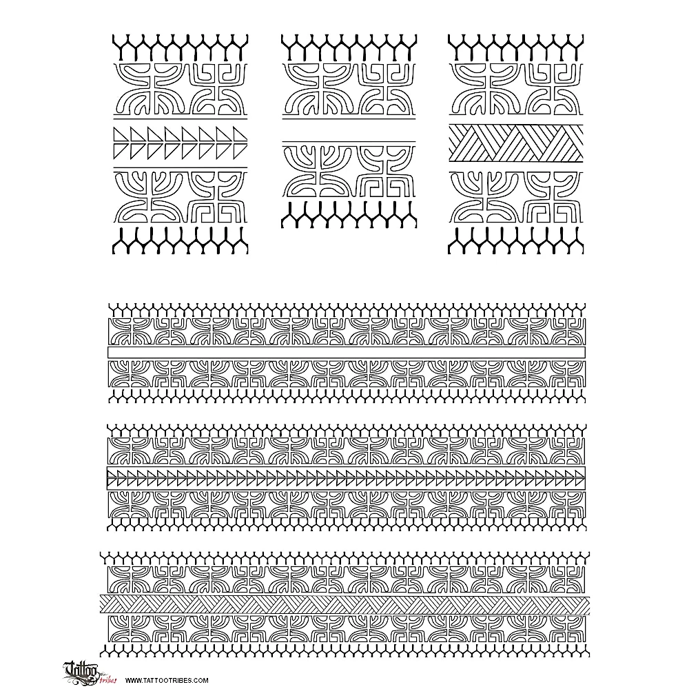 Stencil outline of Marquesan armbands, Traditional motifs
