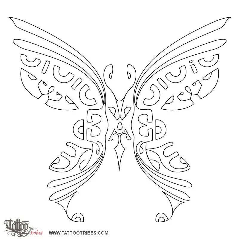 Stencil outline of Marquesan butterfly, Rebirth, union