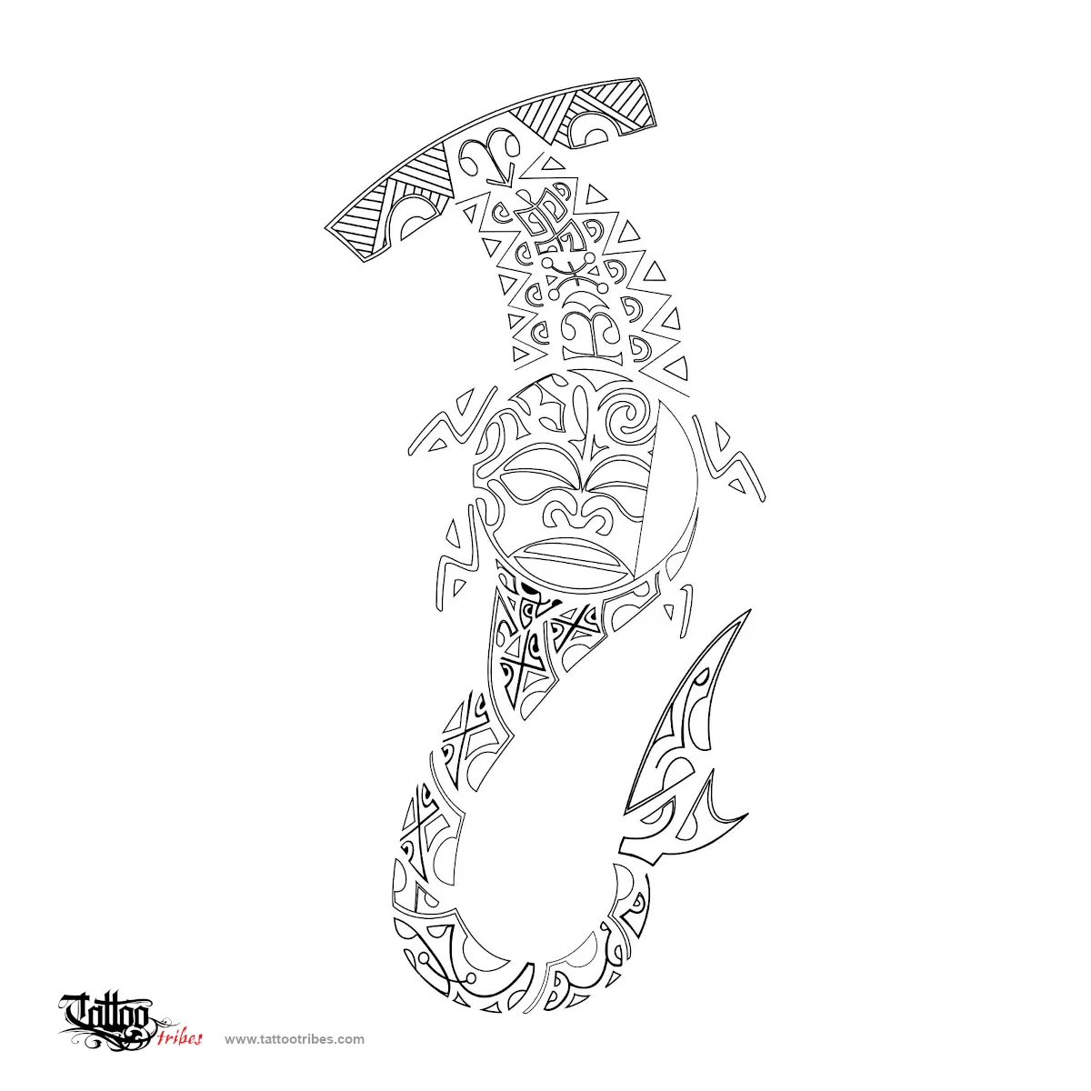 Stencil outline of Marquesan story, Family protection