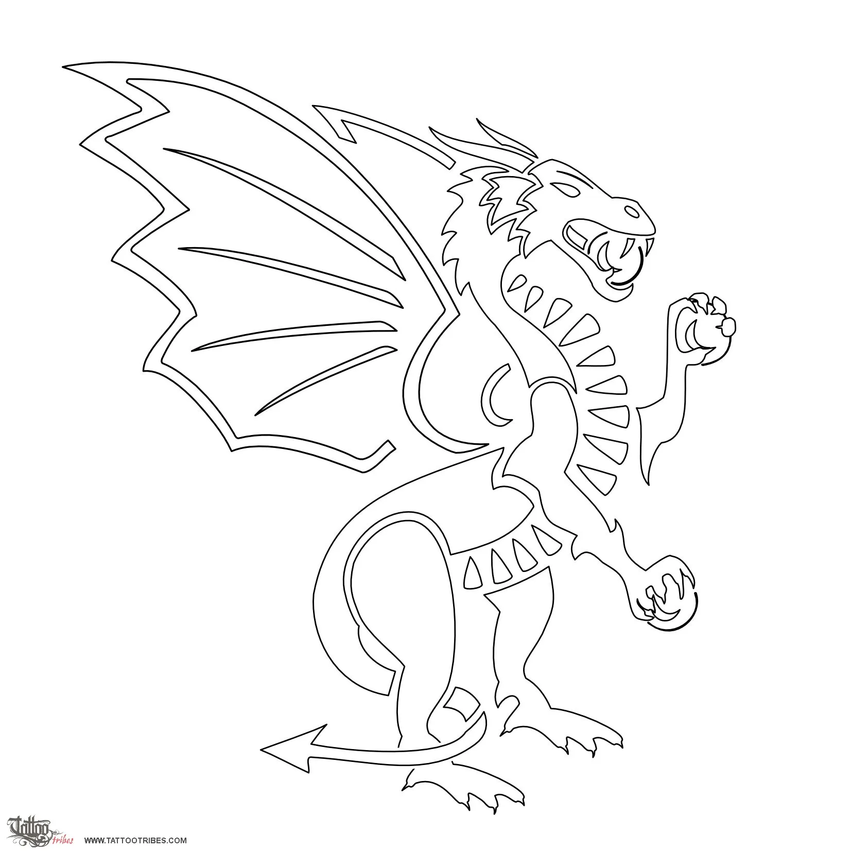 Stencil outline of Dragon with spheres, Magic, power