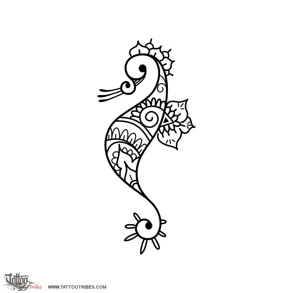Tattoo image of Mehndi seahorse, Sweet & strong