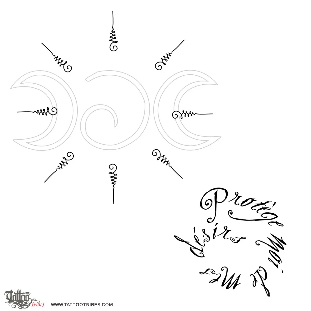 Stencil outline of Triple goddess, Protection