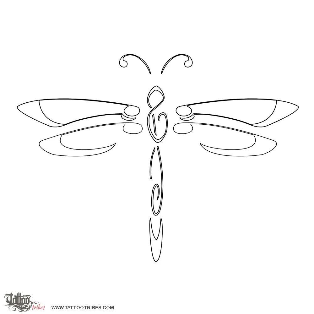 Stencil outline of Musical dragonfly, Magic and transformation