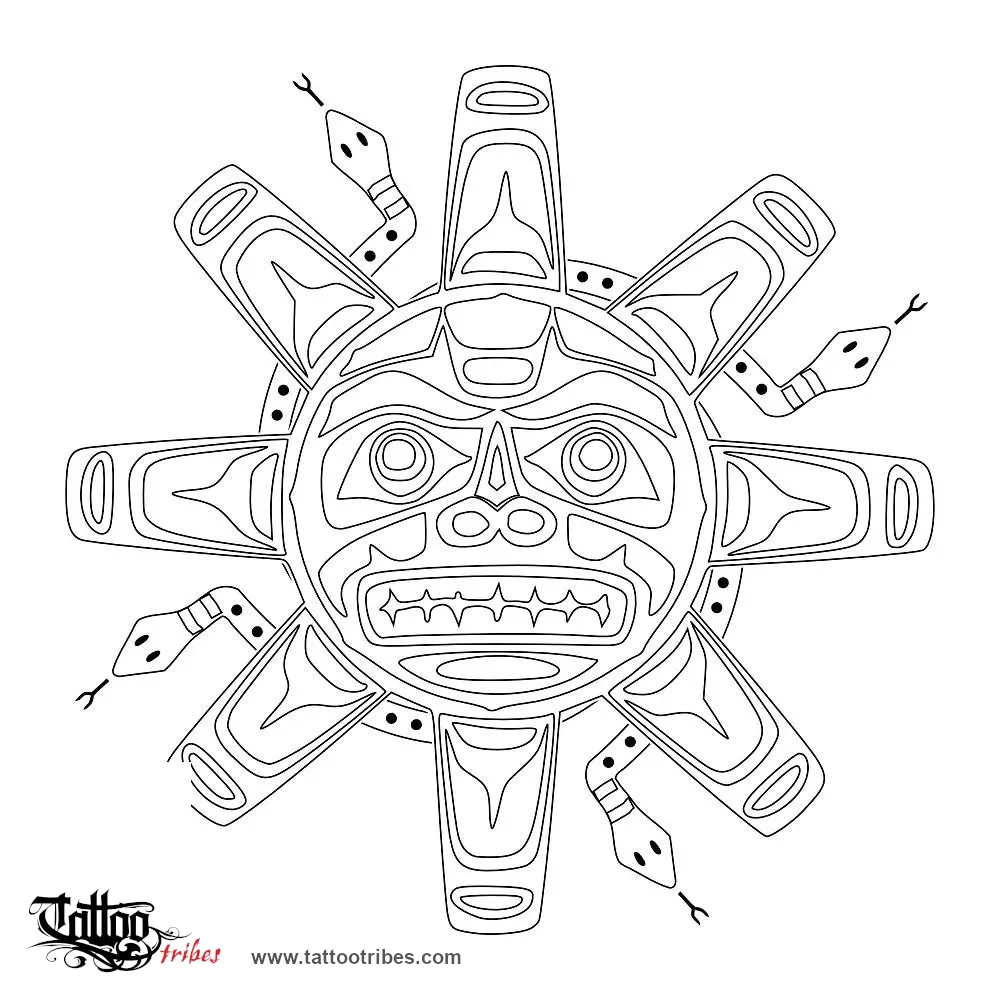 Stencil outline of Haida Sun, Fertility, life