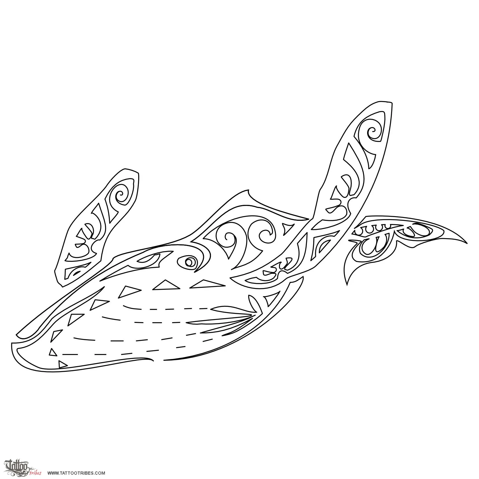 Stencil outline of Paikea, Humpback whale