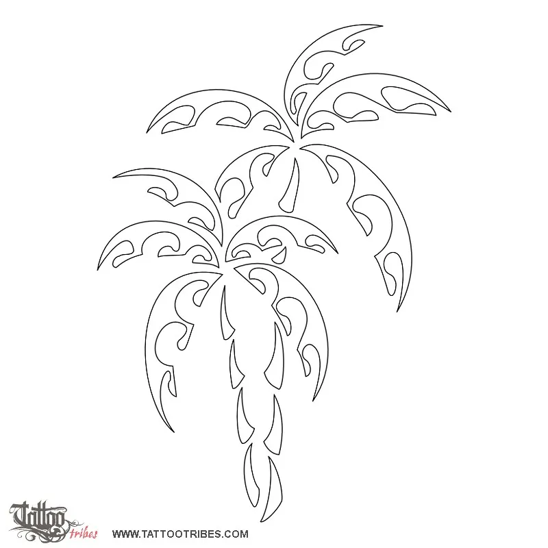 Stencil outline of Palm trees, Fertility, serenity