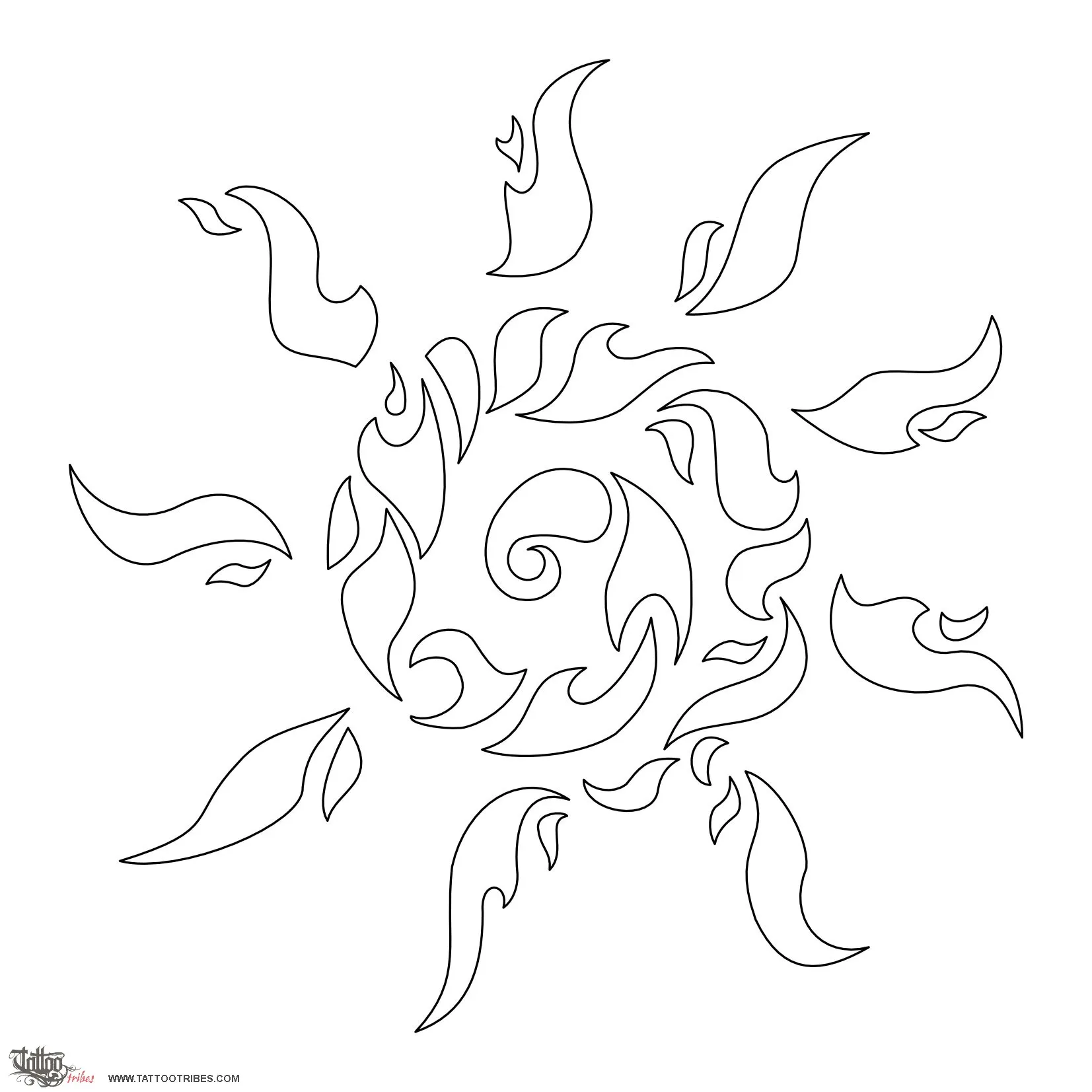 Stencil outline of Fire sun, Passion