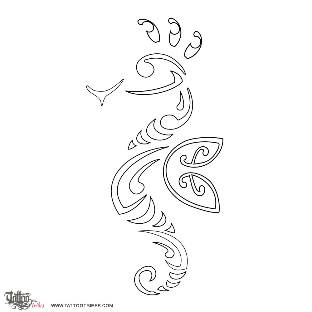 Stencil outline of Seahorse, Patience and strength