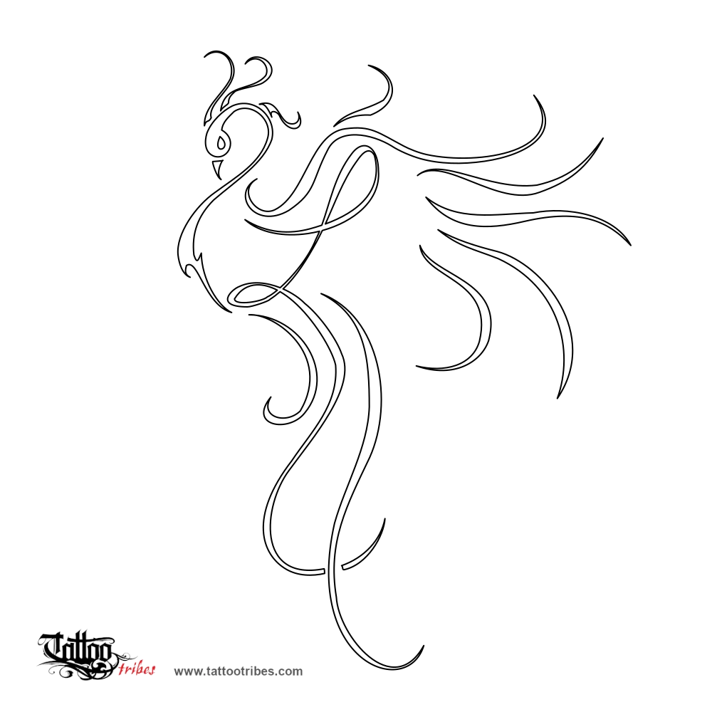 Tattoo stencil of Phoenix and L, Eternity, memory