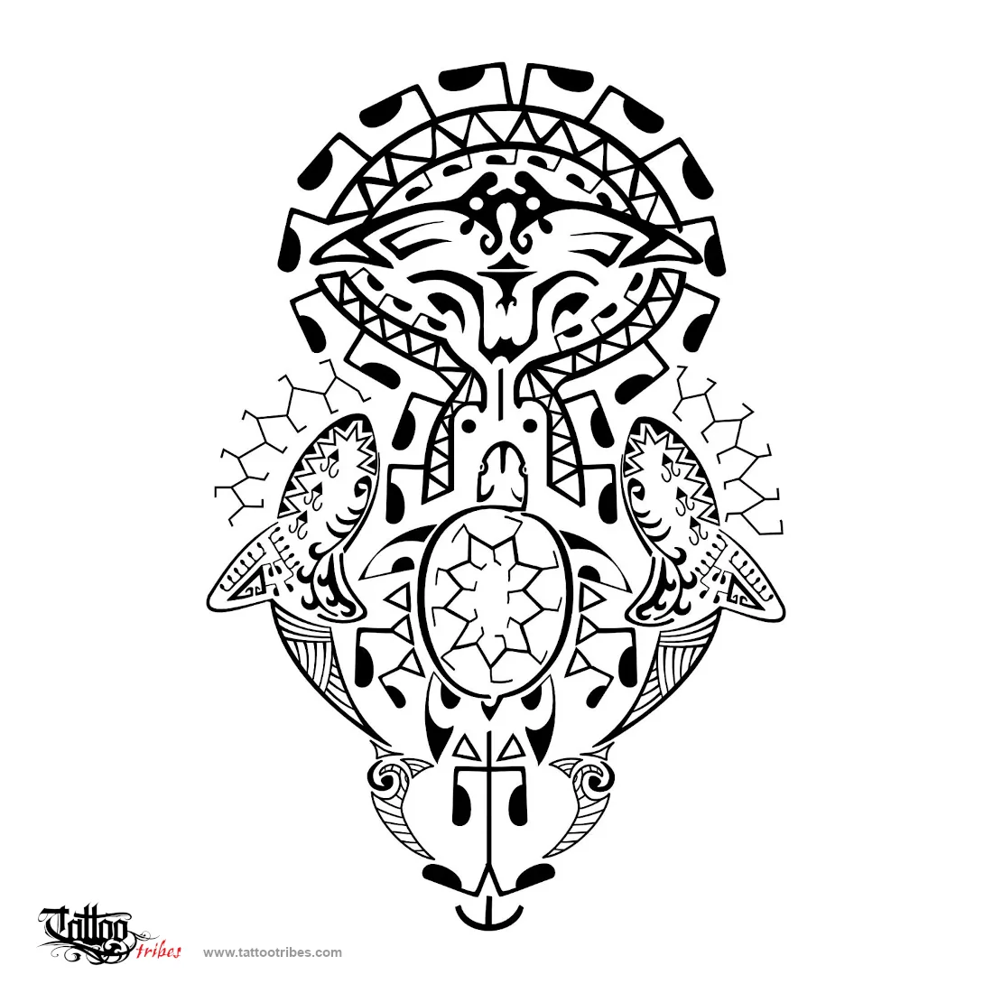 Tattoo image of Polynesian ocean, Freedom, voyage