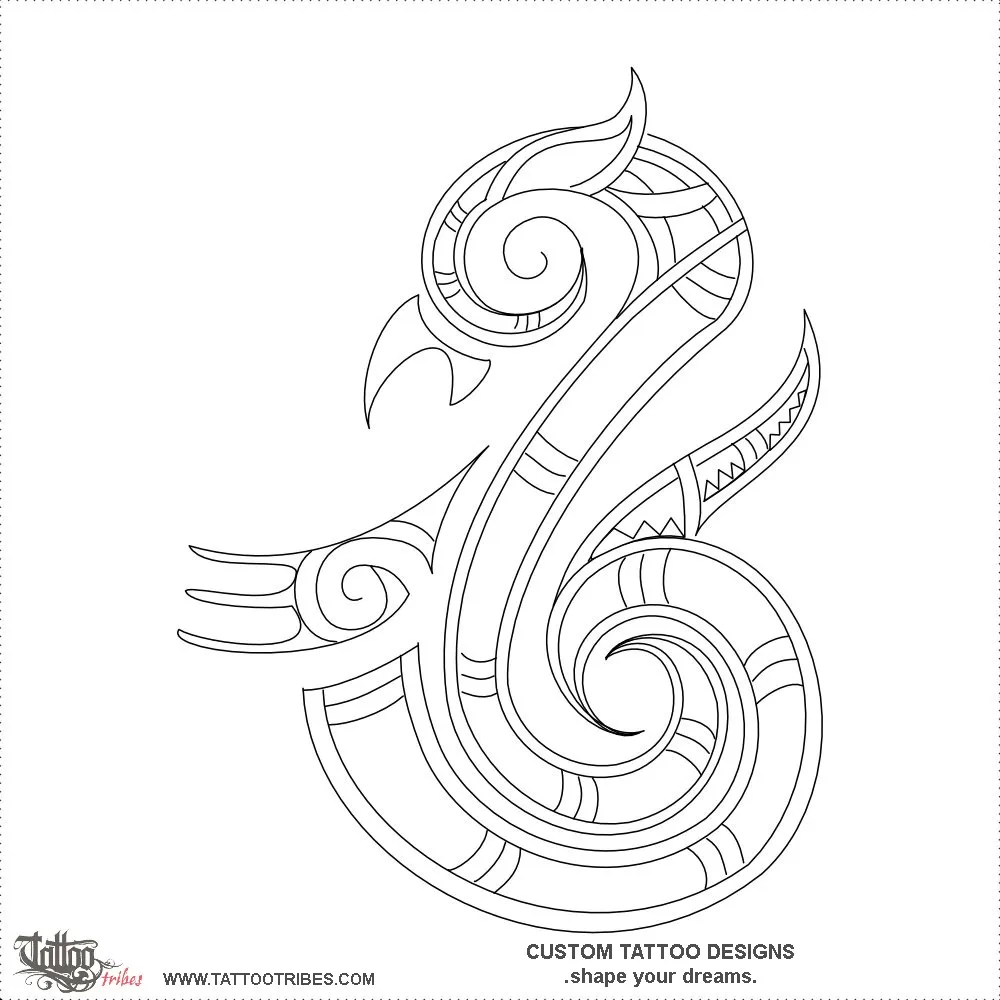 Stencil outline of Maori manaia, Protection