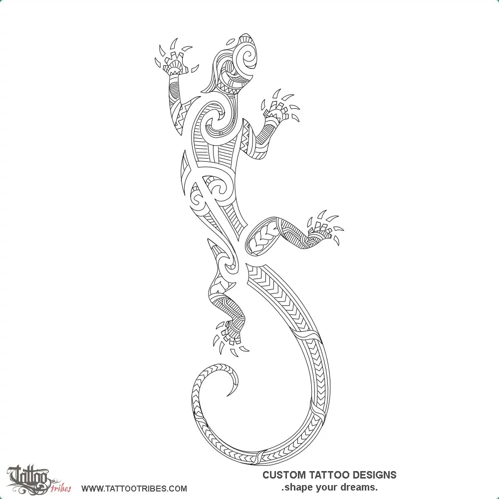 Stencil outline of Mana atua lizard, Power from the gods