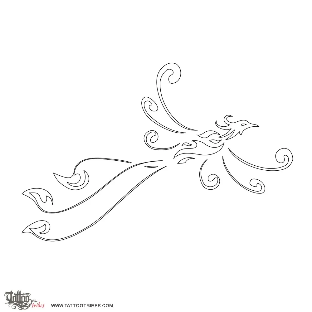 Stencil outline of Phoenix with korus, Rebirth