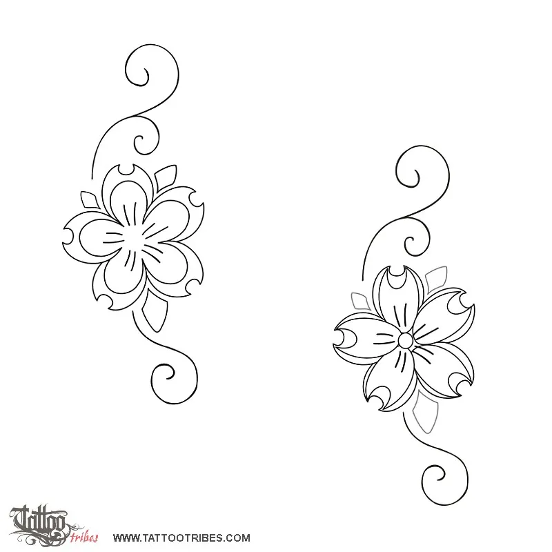 Stencil outline of Sakura flower, Live for the moment