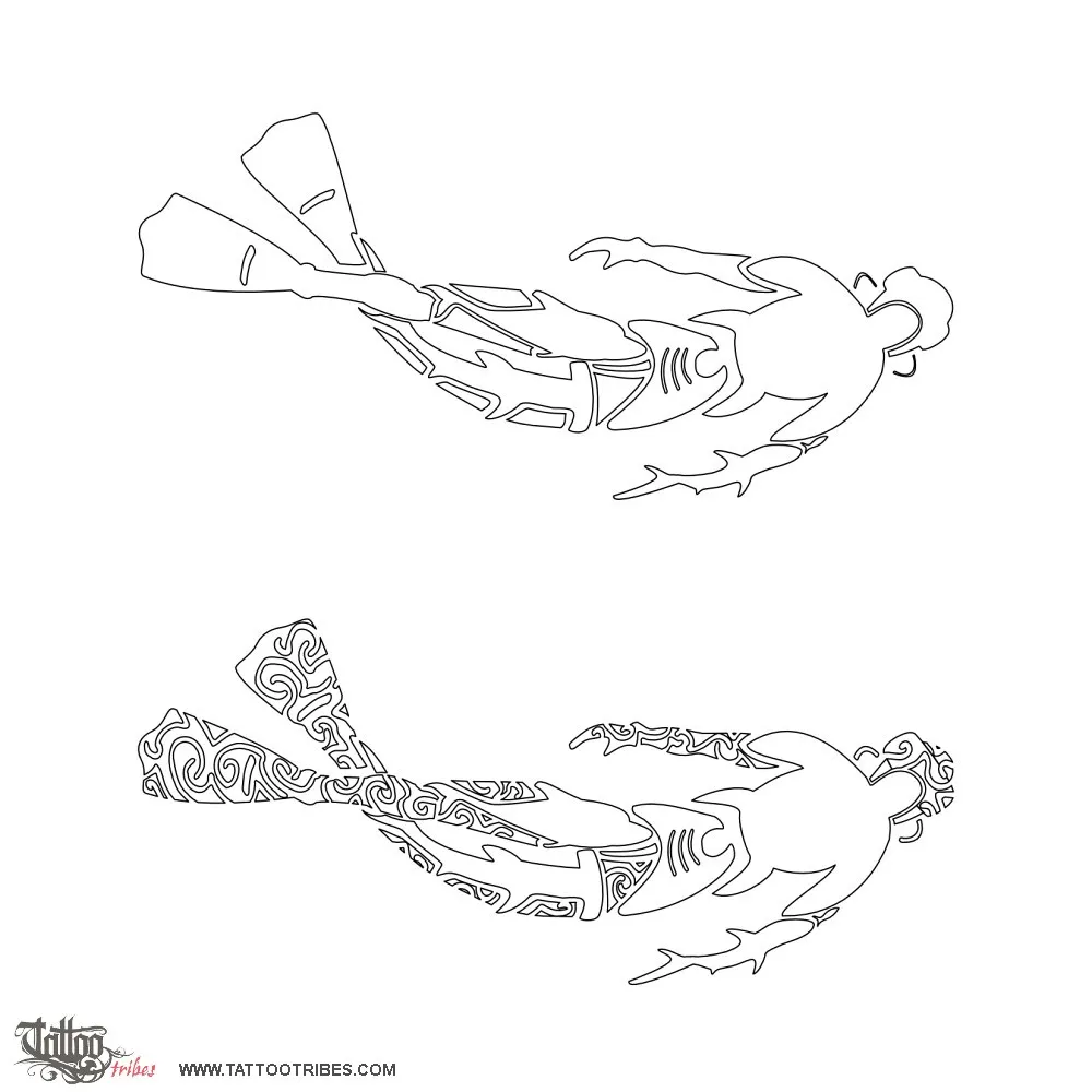 Stencil outline of Scuba diver, Passion for the sea