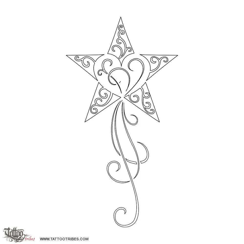 Stencil outline of Shooting star, Love